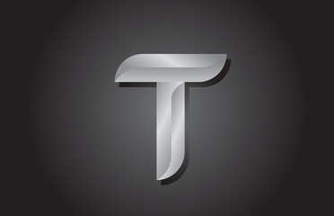 grey T letter alphabet icon logo design. Company template for business