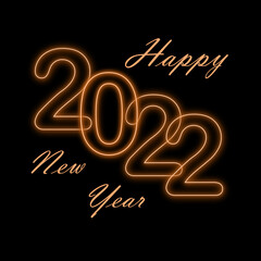 Happy New Year 2022, neon figures