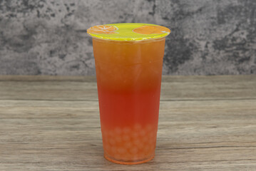 Fototapeta na wymiar Ice cold boba drink will quench that thrist and satisfy that sweet craving all in one beverage