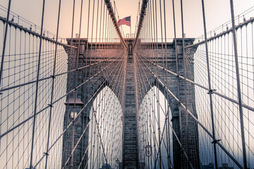 Brooklyn Bridge on an overcast day, creative post processing.