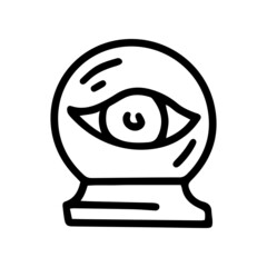 crystal ball with eye line vector doodle simple icon