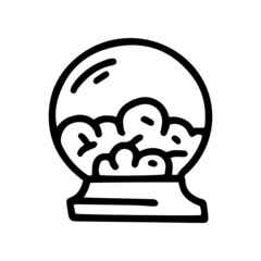 crystal ball with smoke line vector doodle simple icon