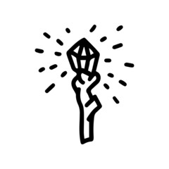 sorcerer staff line vector doodle simple icon