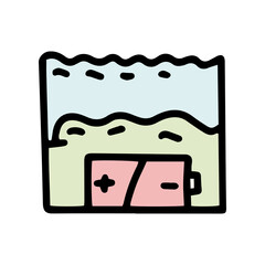 water poisoning with batteries color vector doodle simple icon