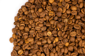 roasted coffee beans isolated in white background