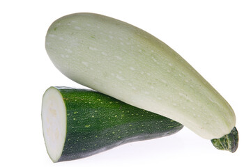 Fresh zucchini on a white background