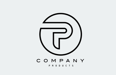 line black P simple alphabet letter logo icon. Creative design template for business