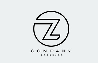 line black Z simple alphabet letter logo icon. Creative design template for business