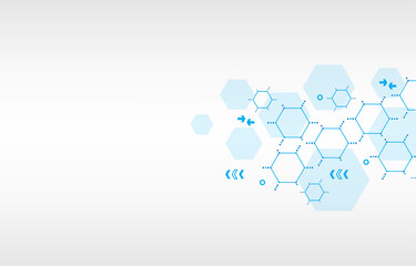 Technology geometric hexagon pattern.Technology white vector background