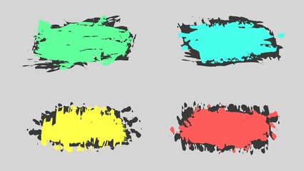 Set Of Colorful Liquid Splash Frame In Black Design Template