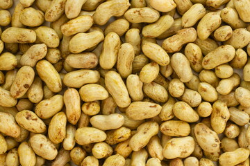 Peanuts(Groundnut or monkey nut) with close up shot,top view.