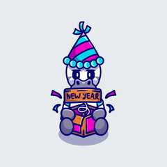 cute zebra celebrates new year with joke surprise box