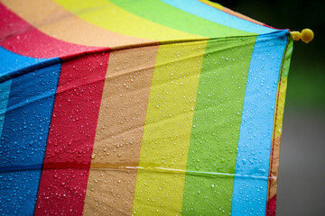 Detail of a colorful  rainbow umbrella