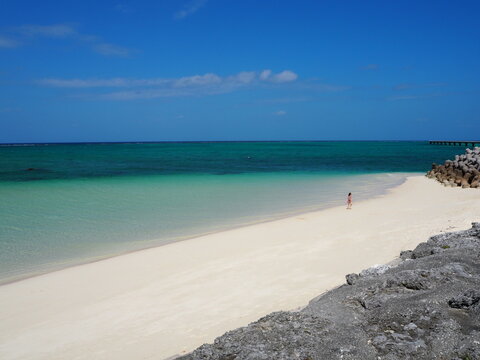 the beautiful 17end beach of shimojishima airport in Okinawa, Japan