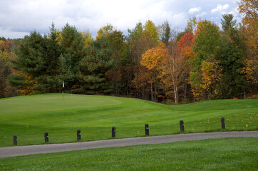 Golf Scene in the Forest During Fall Season
