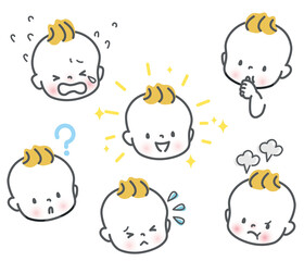 かわいい赤ちゃんの表情　イラスト素材セット
