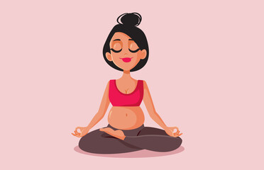 Happy Smiling Pregnant Woman Relaxing in Lotus Pose