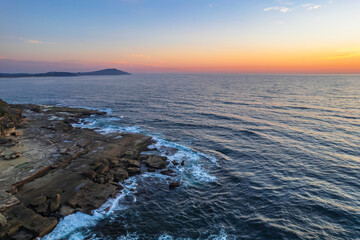 Aerial Sunrise Seascape at Rocky Inlet