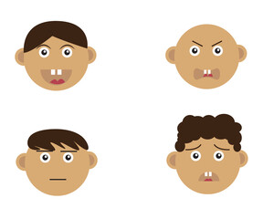 a set of boy character, with cute face and adorable hair