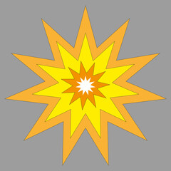 Obraz premium Bang speech bubble icon. Yellow and orange. Dark background. Chat sign. Cartoon style. Vector illustration. Stock image. 