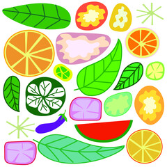 color fruit pattern hand drawn. vector illustration