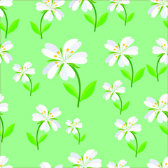Seamless floral and leaves vector pattern