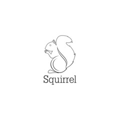 Squirrel line icon logo isolated on white background. Vector illustration template logo design
