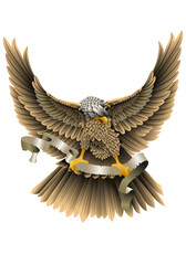illustration of an eagle hold blank flag banner