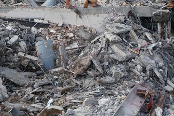 Collapsed building debris