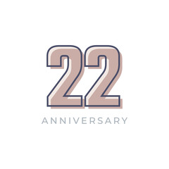 22 Year Anniversary Celebration Vector. Happy Anniversary Greeting Celebrates Template Design Illustration
