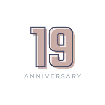 19 Year Anniversary Celebration Vector. Happy Anniversary Greeting Celebrates Template Design Illustration