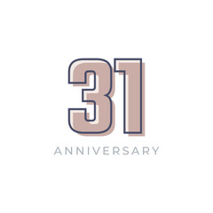 31 Year Anniversary Celebration Vector. Happy Anniversary Greeting Celebrates Template Design Illustration