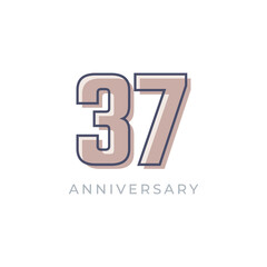 37 Year Anniversary Celebration Vector. Happy Anniversary Greeting Celebrates Template Design Illustration