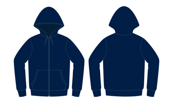 navy blue hoodie front and back