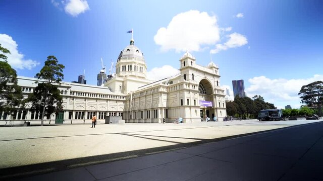 TIMELAPSE of a vaccination queue at a city hall on a sunny day