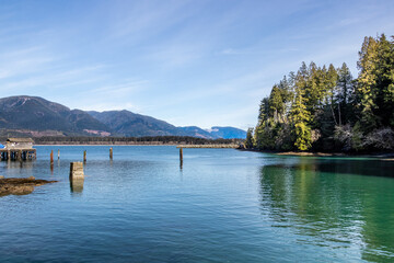 mountain and sea view from Port Renfrew on Vancouver Island in Canada