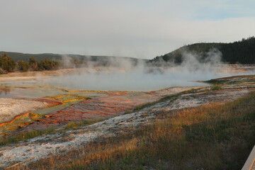 Yellowstone National Park Grand Prismatic Spring Steam
