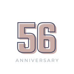 56 Year Anniversary Celebration Vector. Happy Anniversary Greeting Celebrates Template Design Illustration