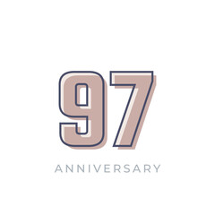 97 Year Anniversary Celebration Vector. Happy Anniversary Greeting Celebrates Template Design Illustration