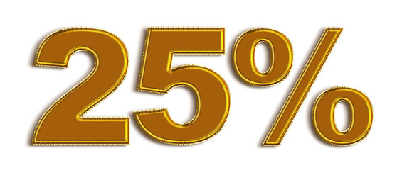 Gold 40 Percent off 3d Sign on White Background