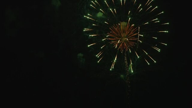 Fireworks display at night over the Arizona Mining Town in Jerome, Arizona