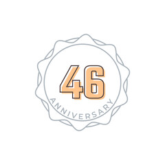 46 Year Anniversary Celebration Vector Badge. Happy Anniversary Greeting Celebrates Template Design Illustration