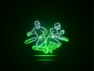 cricket player neon running batsman