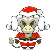 illustration of cute animal monster, wearing santa costume. cute sheep cartoon vector