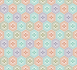 Japanese Geometric Flower Hexagon Vector Seamless Pattern