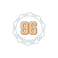 96 Year Anniversary Celebration Vector Badge. Happy Anniversary Greeting Celebrates Template Design Illustration