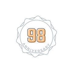 98 Year Anniversary Celebration Vector Badge. Happy Anniversary Greeting Celebrates Template Design Illustration