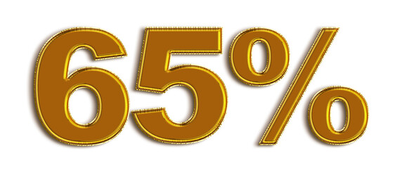 65 Percent off 3d Sign on White Background