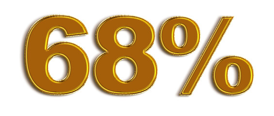 68 Percent off 3d Sign on White Background