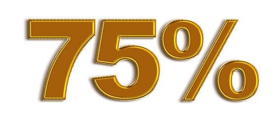 75 Percent off 3d Sign on White Background